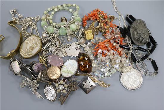 A collection of silver and other costume jewellery,